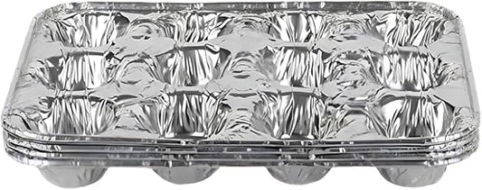 PARTY BARGAINS 12-Cup Aluminum Mini-Muffin Pans - 20 Pack, Mini-Cupcake Pans, Disposable Tin for Baking (Max 240°C)