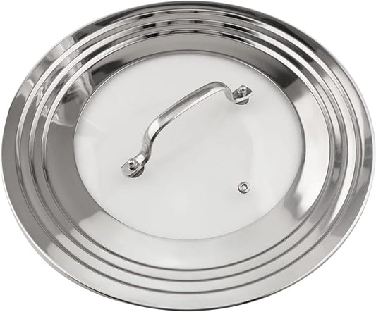 Stainless Steel Universal Lid for Pots, Pans and Skillets-Fits 7" to 12" Replacement Frying Pan Cover and Cast Iron Skillet Lid