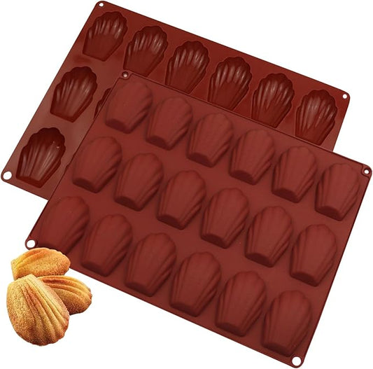 2 PCS Silicone Madeleine Pans, 18-Cavity Madeleine Baking Molds for Cake, Chocolate, Candy, Bread, Cookie, 12.8 x 9.65 x 0.55 Inches