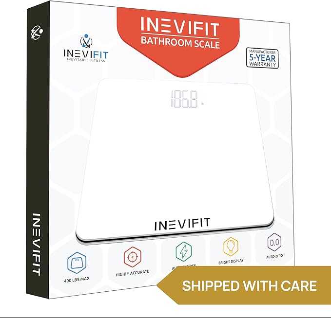 INEVIFIT Bathroom Scale, Highly Accurate Digital Bathroom Body Scale, Precisely Measures Weight up to 400 lbs