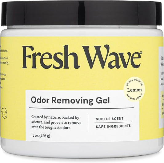 Fresh Wave Lemon Odor Removing Gel, 15 oz. | Odor Absorbers for Home | Safer Odor Relief | Natural Plant-Based Odor Eliminator | Every 15 oz. lasts 30-60 Days | For Cooking, Trash & Pets