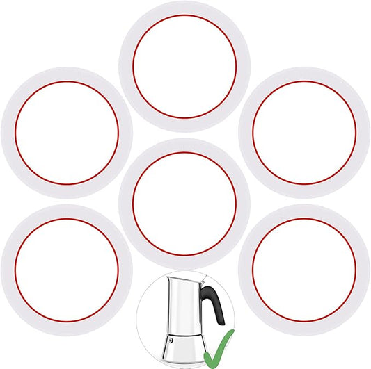 [UPGRADED] Sealing Gasket for Bialetti New Venus Induction 6 Cups (7.9Oz 235ML) Stovetop Espresso Maker - 6 PCS Silicone Seal Ring for Venus Kitty Musa Class Stainless Steel Stovetop Coffee Maker Pots