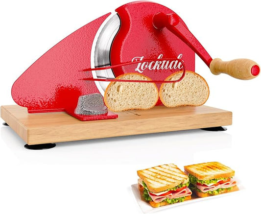 Upgrade Manual Bread Slicer for Homemade Sourdough - Adjustable Thickness & Evenly Slice, Bread Slicer with Scale Lines, Hand Crank, Suction Cups and Bread Guide for Sandwiches, Toast, Bagel, Baguette