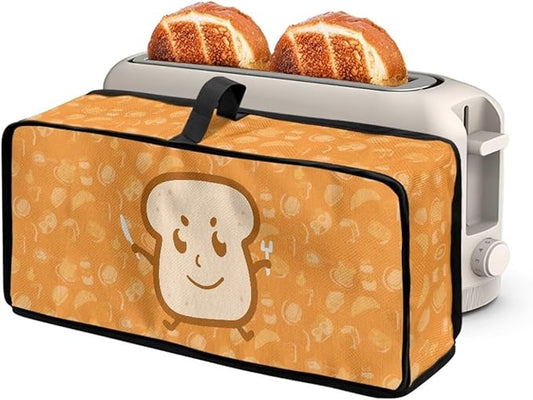 2 Slice Slim Toaster Cover Bread Print Toaster Cover 2 Slice Long Slot, Heat Resistant Easy to Fold and Store Dust Covers for Kitchen Small Appliances, Easy to Clean