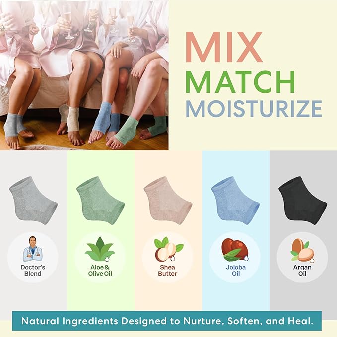 Dr. Frederick's Original Moisturizing Heel Socks for Cracked Heel Treatment - 2 Pairs - Socks for Dry Feet - Cracked Skin Repair & Overnight Hydration - Foot Care for Women & Men - Argan Oil