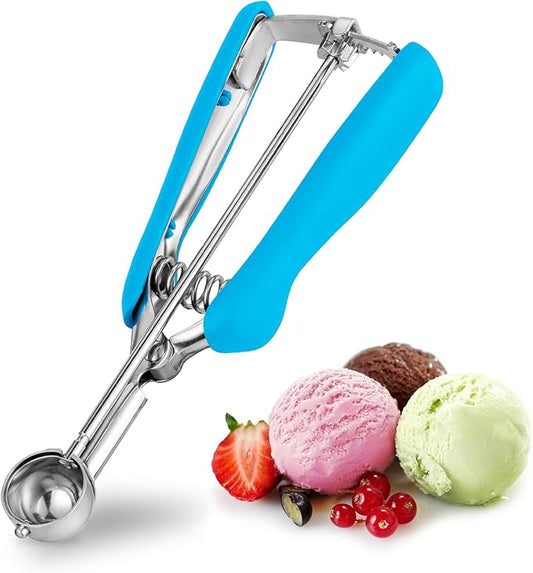 Extra Small Cookie Scoop, 1 Tsp Cookie Scoop, Mini Ice Cream Scoop for Melon Baller, Cookie Dough, 0.2oz/ 25mm, Easy Squeeze & Release, Sky Blue