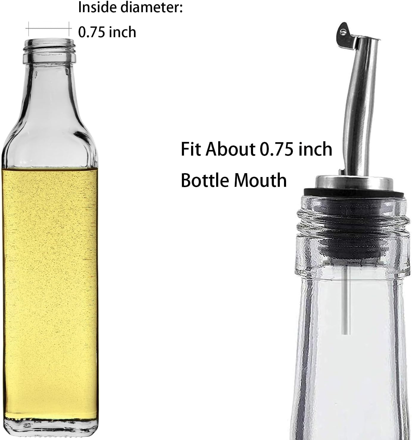 4 Pcs Oil Spout Liquor Bottle Pourer Spouts Stainless Steel Speed Pour Spouts Olive Oil Dispenser Spout for About 3/4" Bottle Mouth, with Flip Top