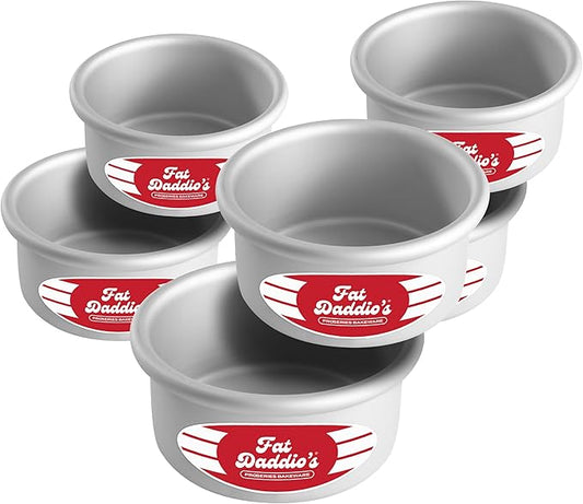 Fat Daddio's PRD-42CASE Anodized Aluminum Round Cake Pan, 4 x 2 inch, Set of 6