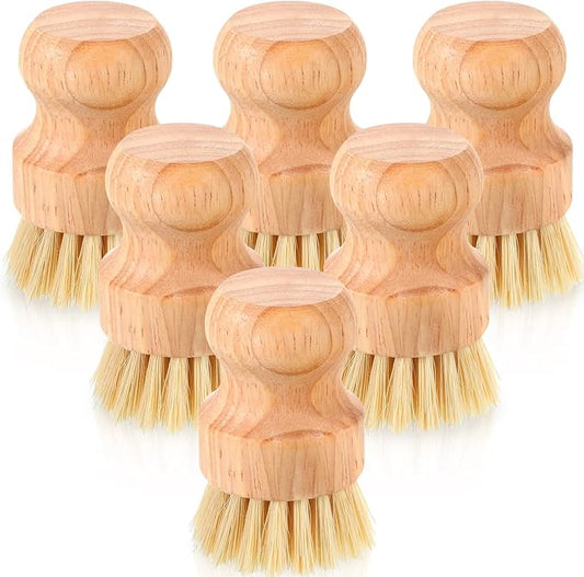 Nuenen 20 Packs Bamboo Dish Scrub Brushes Wooden Scrubbers Set Kitchen Dishwashing Scrubber with Natural Sisal Bristles for Iron Pot Pan Sink(Sisal)