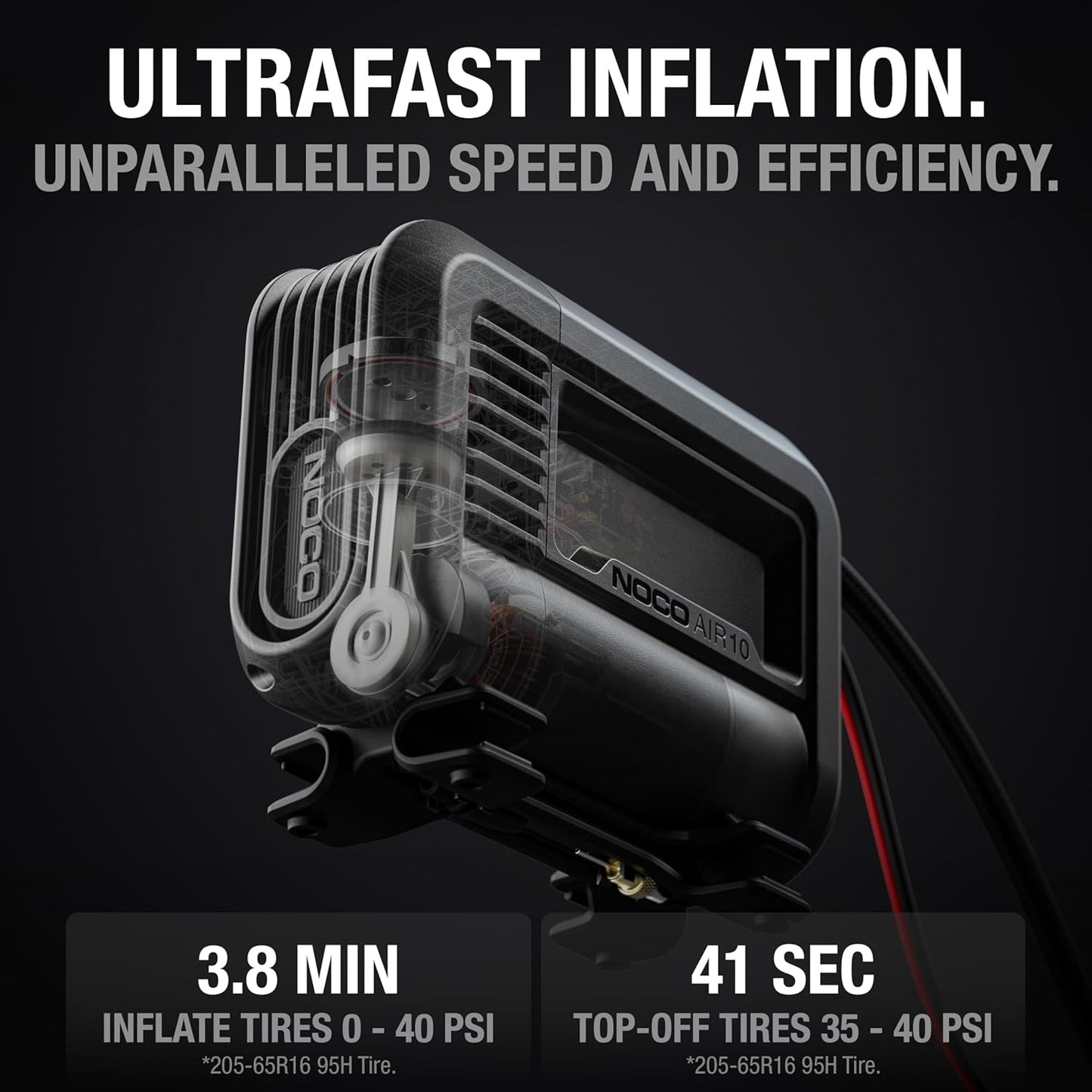 NOCO AIR10: UltraFast 10A Tire Inflator - 12V Portable Air Compressor Pump, 60 PSI Max – 36 SLPM Airflow Inflates 0–40 PSI in 3.8 Minutes – Digital Gauge + Auto-Shutoff