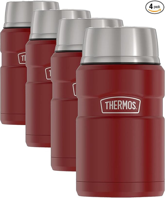 THERMOS Stainless King Vacuum-Insulated Food Jar, 24 Ounce, Rustic Red (Pack of 4)