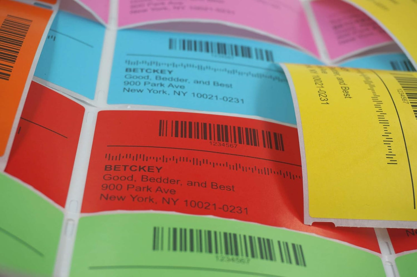 BETCKEY - 3" x 3" Multipurpose & Large Square Labels Compatible with Zebra & Rollo Label Printer,Premium Adhesive & Perforated[Red, 6 Rolls, 3000 Labels]