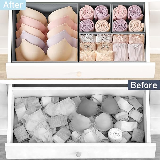 DIMJ Drawer Organizer Clothes Storage - 26 Pack Baby Dresser Organizer for Nursery, Foldable Closet Drawer Organizer Bins for Bedroom Organization, Fabric Storage Dividers for Socks, Underwears, Bras