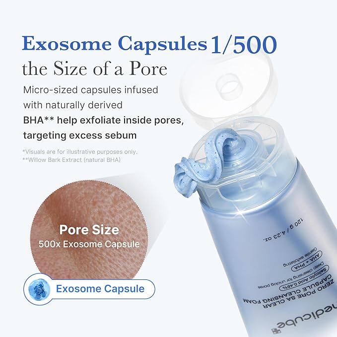 medicube Zero Pore Clear Blue Capsule Facial Deep Cleanser for Skin Texture, Blackhead & Pore Care | AHA, BHA & PHA for Double Cleansing, Daily Gentle Face Wash, Korean Skincare | 120g / 4.23 oz