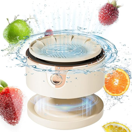 Fruit and Vegetable Washing Machine, Upgrade Titanium Electrolysis Purification Fruit Cleaner Device Waterproof Fruit and Vegetable Purifier Clean Fresh Produce in Water (Cream Color)
