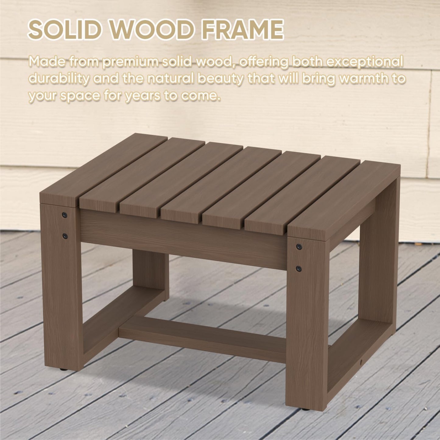 COOS BAY Natural Cedar Outdoor Patio Ottomans with Removable Cushions, Set of 2, Real Wood Footrests for Deck, Porch, Balcony, and Backyard, Brownish/Red