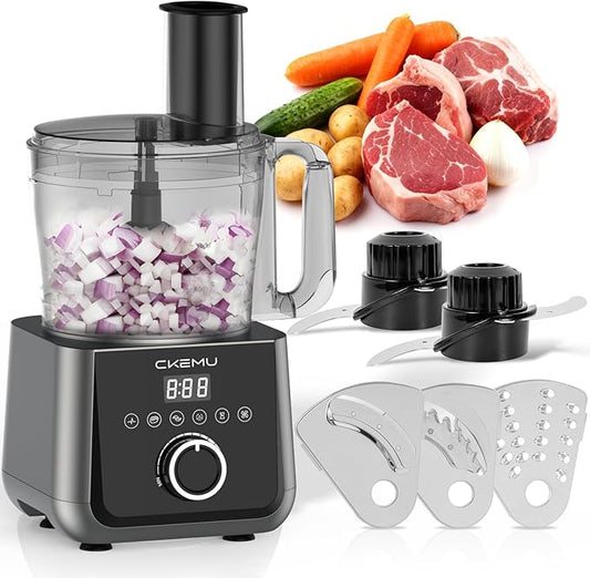 12 Cup Smart Food Processor, Electric Food Chopper Slicer with French-Fry Slicing Shredding Chopping Kneading Cutter, For Meat, Vegetable, Fries, Cheese, Meat & Veggie Prep, Puree