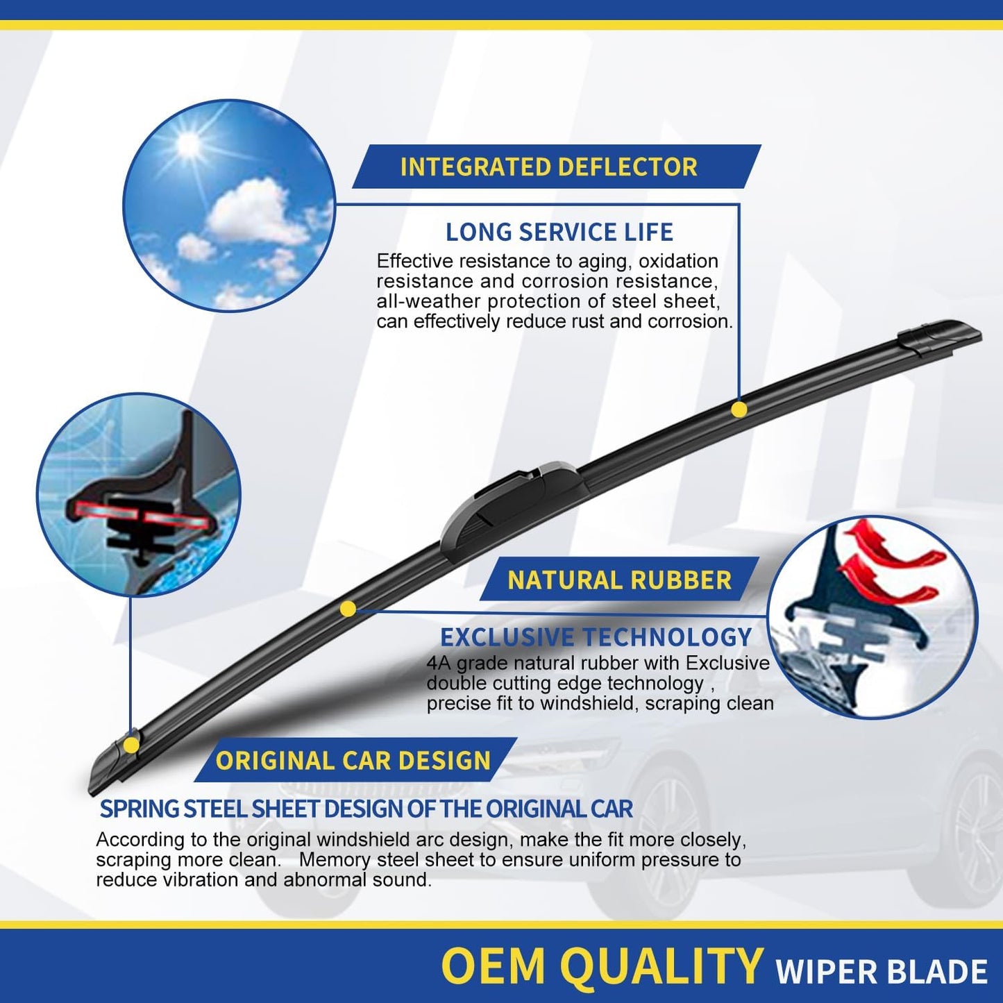 3 wipers Replacement for 2010-2021 2022 2023 Toyota 4Runner, Windshield Wiper Blades Original Equipment Replacement - 24"+20"+12" (Set of 3) U&J HOOK