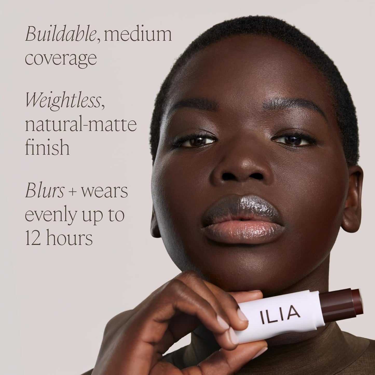 ILIA - Skin Rewind Complexion Stick - Foundation + Concealer + Skincare | Non-Toxic, Vegan, Cruelty-Free, Clean Makeup (34N - Tineo, 0.35 oz | 10 g)