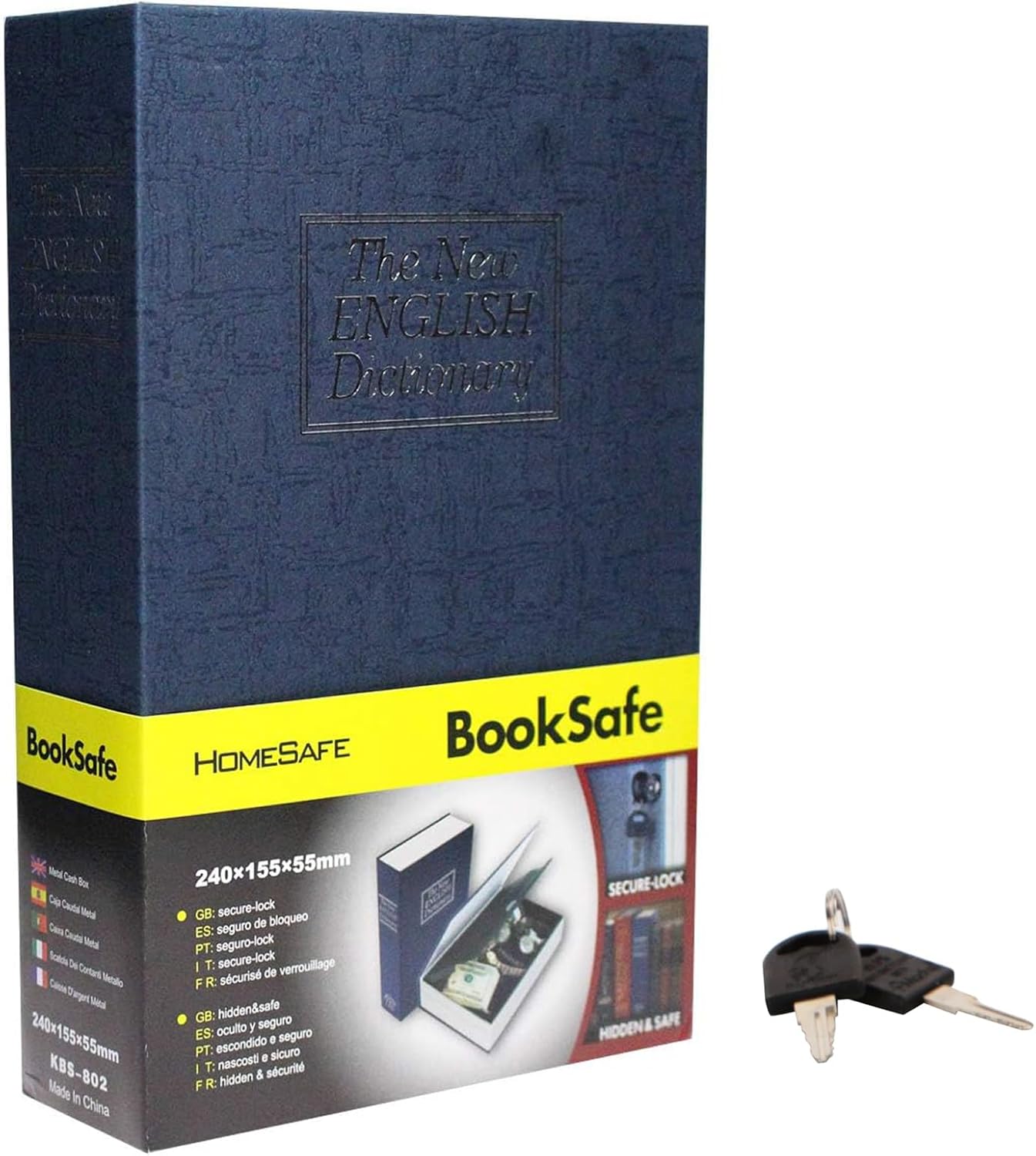 SEPOX® Ultimate Diversion Safe Book Box, Lock Box with Key - Large Sized Blue Dictionary - Ideal for Safeguarding Money, Jewelry, and Valuables - Perfect for Dorms & Homes