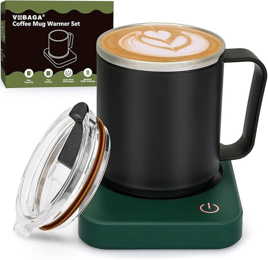 VOBAGA Coffee Mug Warmer Set with Auto Shut Off, 15 oz Coffee Mug Gift Set & 3 Temperature Settings Home Office Desk Accessories Valentine's Day Gift