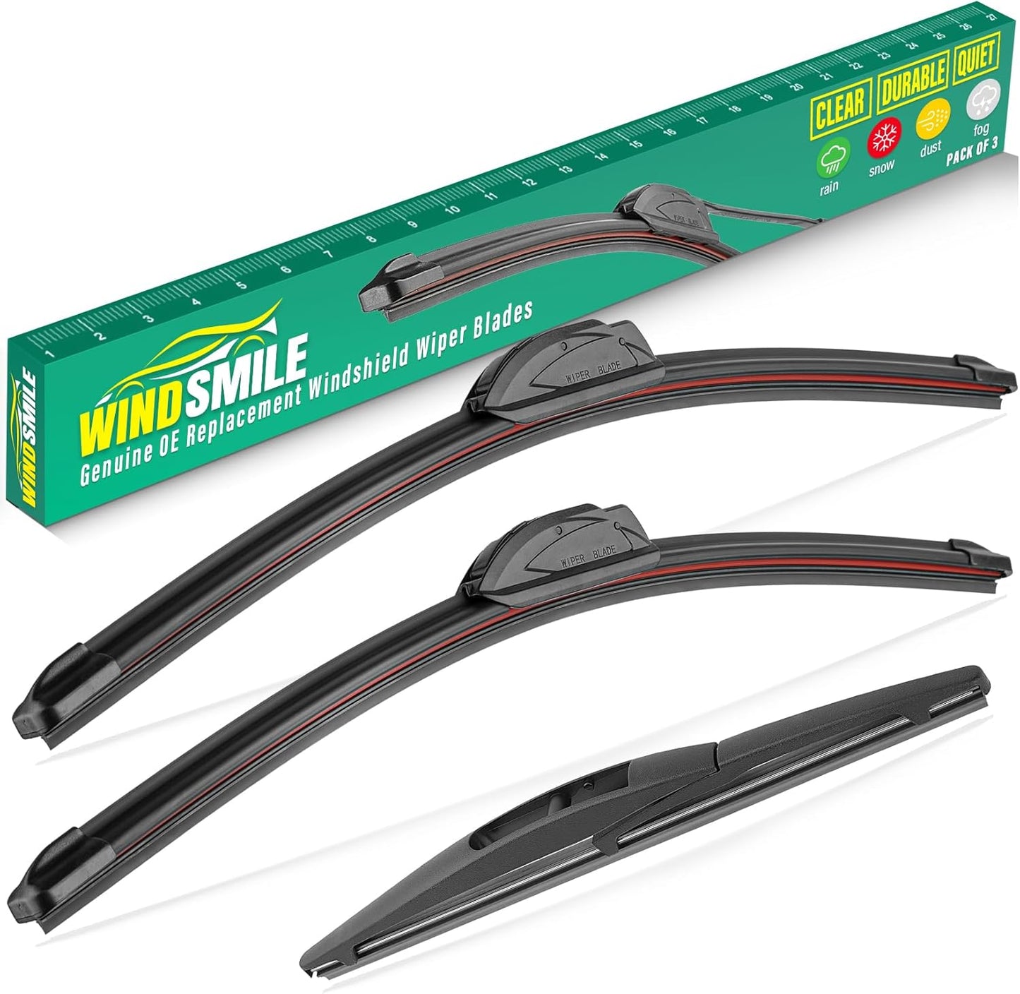 26" 18" 10" Windshield Wiper Blades Replacement for Honda HRV HR-V 2016 2017 2018 2019 2020 2021 2022 Premium All Weather Front Rear Wipers Set - OEM Quality (Pack of 3)