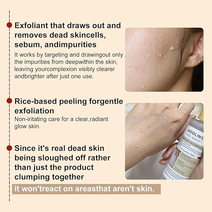 Peel Shot Glow Black and White Rice Peeling Ampoule, Soft Exfoliating Face and Body Scrub Dead Skin Cells Remover,Gentle Peel & Deep Hydration for All Skin Types (White+Black)