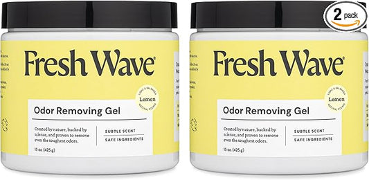 Fresh Wave Lemon Odor Removing Gel, 15 oz., Pack of 2 - Safer Odor Absorbers for Home, Natural Plant-Based Odor Eliminator, Every 15 oz. lasts 30-60 Days, For Cooking, Trash & Pets