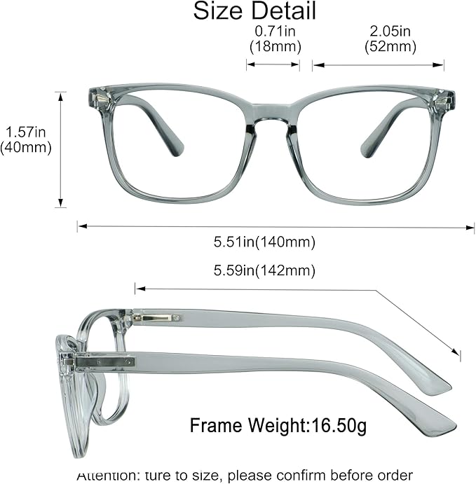 YEIN Bifocal Reading Glasses with Blue Light Blocking Lenses, Bifocal Reader for Women and Men, Vintage Square frame with Spring Hinge (+0.50/+2.25 magnification)