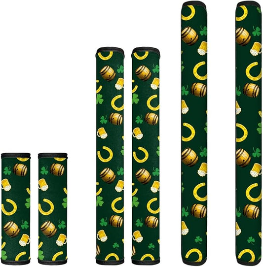 St. Patrick's Day Refrigerator Door Handle Covers Set of 6, Irish Holiday Beer Party Saint Patrick's Day Decor Kitchen Appliance Gloves for Fridge Dishwashers Microwave, Green