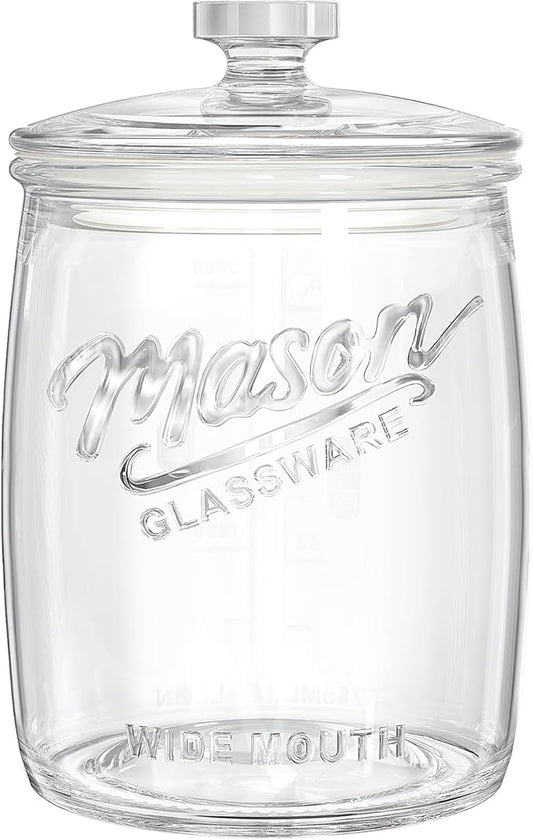 Folinstall 1 Gallon Glass Cookie Jar, Large Glass Jar with Airtight lid, Glass Food Storage Container for Cookies, Candy, Flour, Dog Treats, Coffee, Laundry Room Storage & Pantry