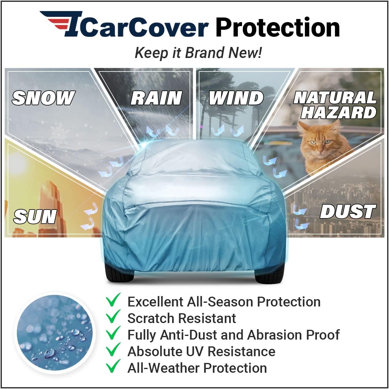 iCarCover Premium Car Cover for 1997-2005 Buick Park Avenue Heavy Duty Waterproof All-Weather Automobiles Custom Fit Indoor Outdoor UV Snow Protection Covers with Straps and Bag