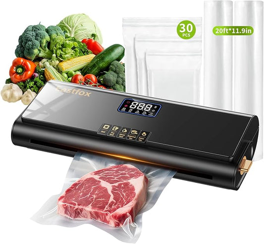 Updated Patented Food Preserver Vacuum Sealer Fully Automatic Heat Sealer Machine, Multi-Functional Food sealer Machine Food Bag Sealer with 20ft Bags 30 Vacuum Bags