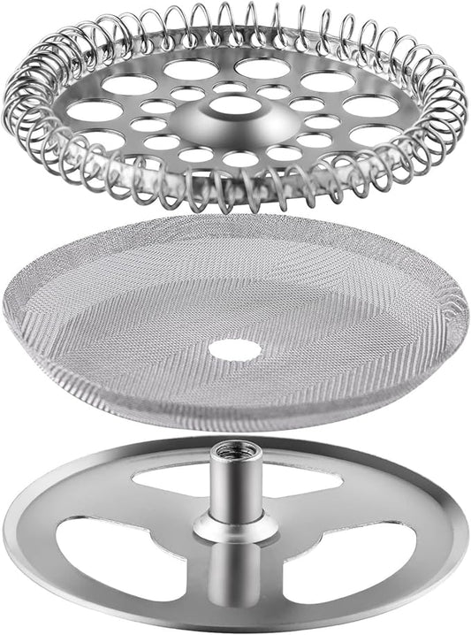 2.6 Inch Filter Parts for 12 oz French Press 3 Pieces Stainless Steel Set Containing Spiral Disk, Small Little Coffee Press Mesh Screen for Sivaphe 350ml Coffee Maker