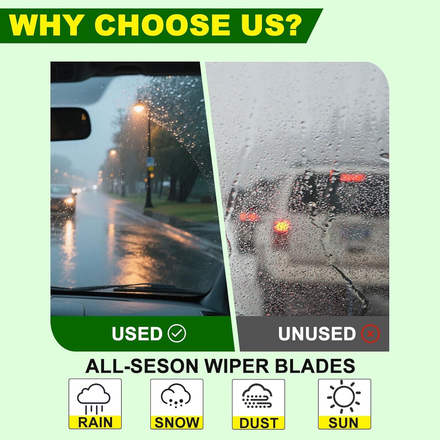 OEM Quality 28in + 16in Premium All-Season Windshield Wiper Blades for Original Equipment Replacement(Set of 2)
