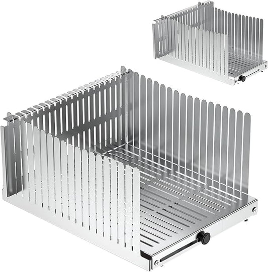 Stainless steel Bread Slicer for Homemade Bread,Adjustable Width,Foldable Compact,Bread Slicing Guide,Bread Loaf Slicer,for Cakes,Bagels,slice is 0.5",Bread width: 5.5"-8.3"(Silvers)