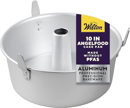 Wilton Aluminum Angel Food Tube Cake Pan - Natural Anodized Aluminum Baking Pan - Made Without PFAS - Will Not Rust - Offers Even Heating - 10 x 4 Inches