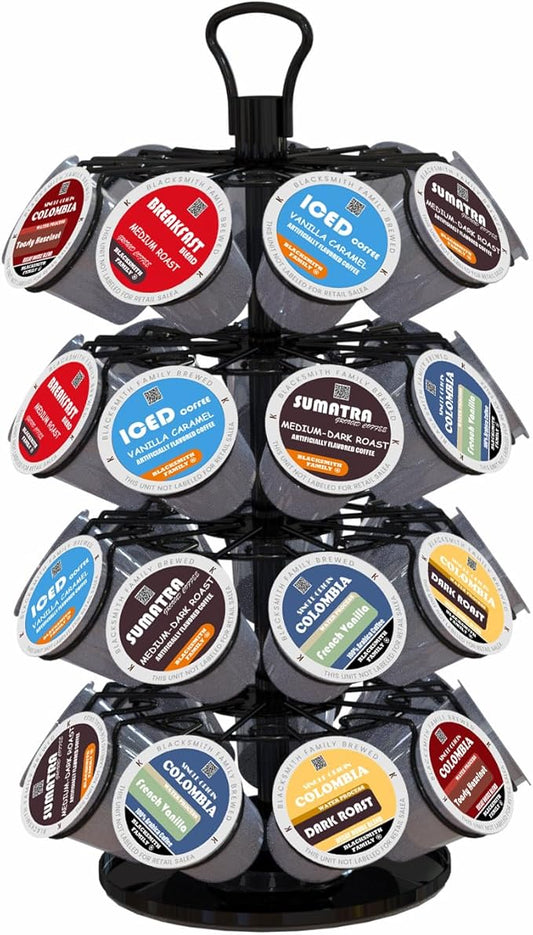 BLACKSMITH FAMILY K Cup Holders,K Cup Holder, K Cups Holder,K Cup Carousel, Coffee Pods Holder Storage Organizer Stand,Only Simple Assembly Required,Black