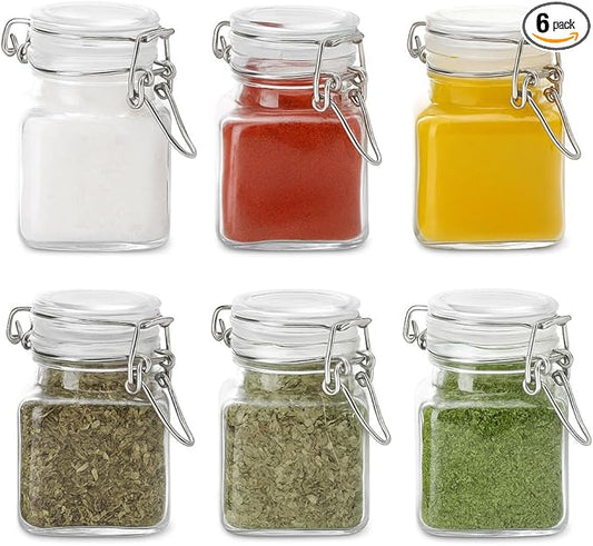 Spice Jars Set of 6, 4 oz Glass Spice Jars with Airtight Lids and Labels, Small Seasoning Jars for Spices, Herbs, Kitchen Spice Organizer