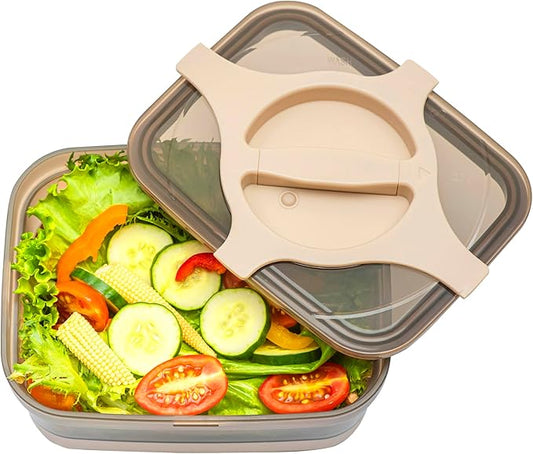 Adult Lunch Box 25.5oz 3 Cups Leakproof Salad and Meal Prep Container Twistlock Lid Reusable BPA-Free Microwave and Dishwasher Safe for Work Lunch (Brown)