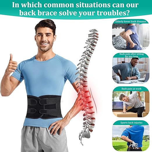 Adjustable Back Brace for Lower Back Pain & Sciatica Relief - Unisex Lumbar Support Belt for Herniated Disc, Posture Correction, Breathable Design for Work, Sports (B92,Small)