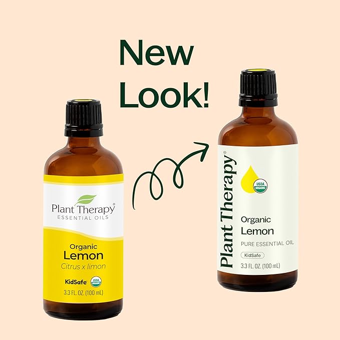 Plant Therapy Organic Lemon Essential Oil 100% Pure, USDA Certified Organic, Undiluted, Natural Aromatherapy, Therapeutic Grade 30 mL (1 oz)