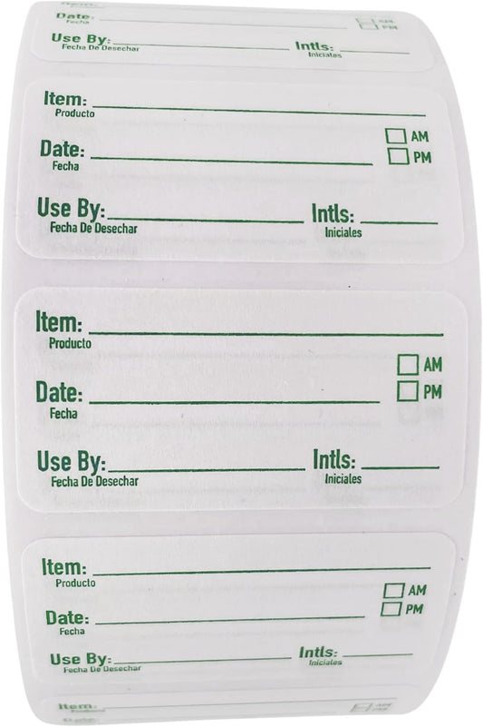 2x1 Dissolvable Food Labels, 500 Label Stickers, Bottle Labels for Storage Bins, Sticker Labels for Food containers, (500, Green)
