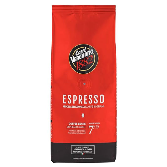 Caffe Vergnano Espresso Beans, Large 2.2lb Bag - Medium Roast Arabica Robusta Coffee Beans, Chocolate & Caramel Notes - Perfect for Expresso Machine, Moka Pot, French Press, Drip Coffee Maker
