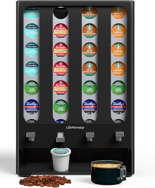 LifeMoreasy K Cup Holder Creative Coffee Pods Storage Stand Vending-Style K Pod Dispenser K Cup Organizer for 28 Pods