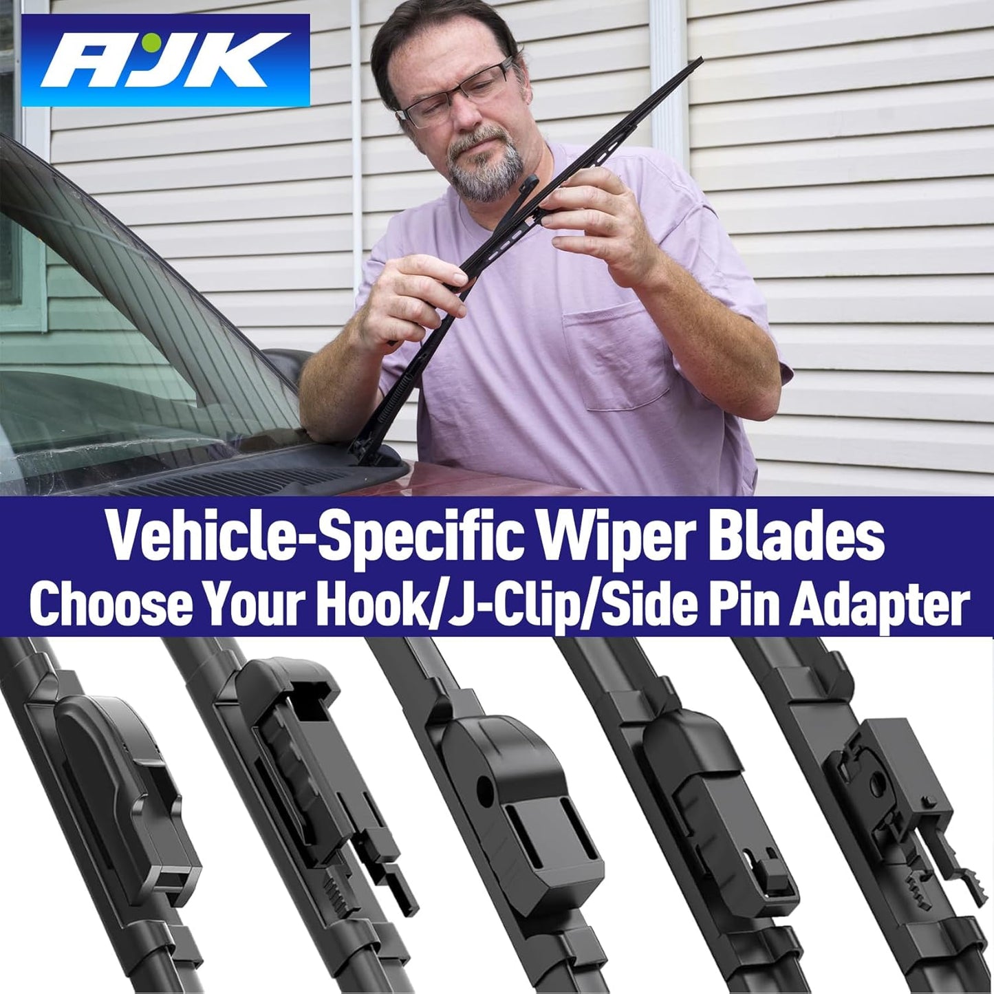 AJK Wiper Blades for Hyundai Veloster 2012 2013 2014 2015 2016 2017, 2 Piece All Weather OEM Quality Automotive Replacement Windshield Wiper Blades for My Car