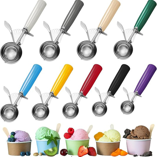 Hsei 9 Pcs Ice Cream Scoops Stainless Steel Cookie Portion Scoop with Handle for Baking Food Cookie Dough Cupcake Batter (Many Color,40mm to 78mm)