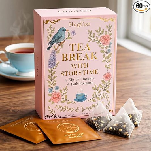 HugCoz Book Tea Gift Set | 60 Assorted Tea Bags | Christmas Day & Corporate Gifting Option | 12 Exotic Herbal Blends with Premium Whole Leaf in Eco-Friendly Pyramid Bags