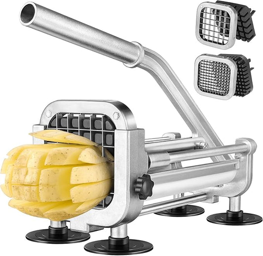 French Fry Cutter, Ruooson Professional Potato Cutter Slicer with 1/2 In & 1/4 In Stainless Steel Blades,Great for Whole Potatoes Carrots Cucumbers.