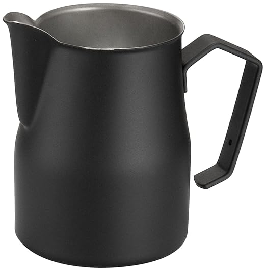 Motta Stainless Steel Professional Milk Pitcher/Jugs, 11.8 Fluid Ounce, Black